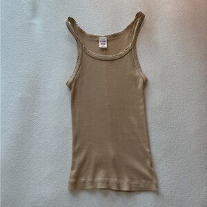 Re/Done Hanes Ribbed Tank Color Sand XS